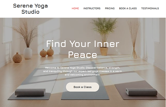 A website for a yoga studio created in Site.pro AI website builder